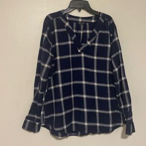 Eddie Bauer V-Neck Checker Pullover Sweater Flannel Style - Size L